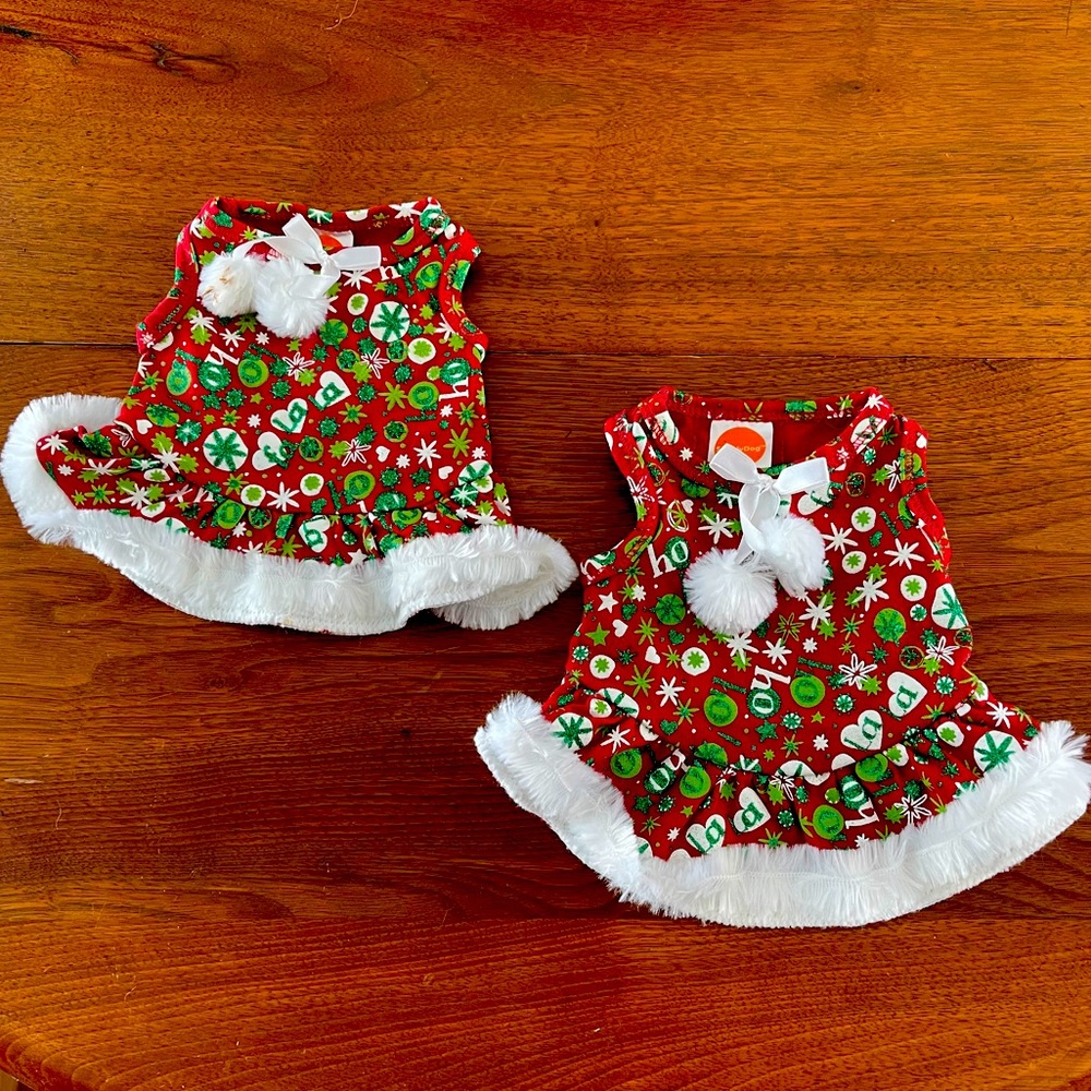 Faux Fur Trim Holiday Pet Dresses